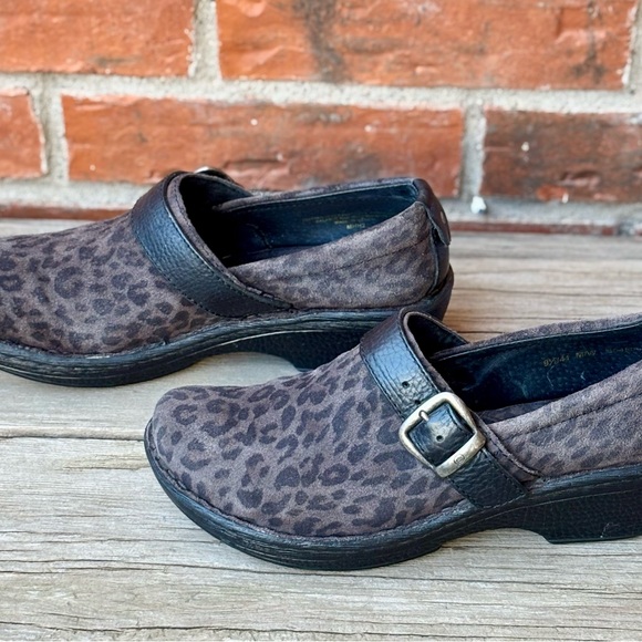 Born Shoes - Born Leather Animal Print Black Gray Comfort Slip On Shoes Sz 9.5M